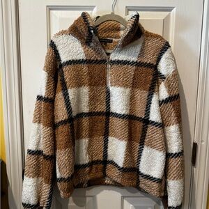 Checkered Sherpa Pullover